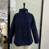 Fashion Short Woolen Coat For Women Stand Collar Full Sleeve Loose Zipper Jacket Female 2025 Spring Autumn Solid Lady Outwear