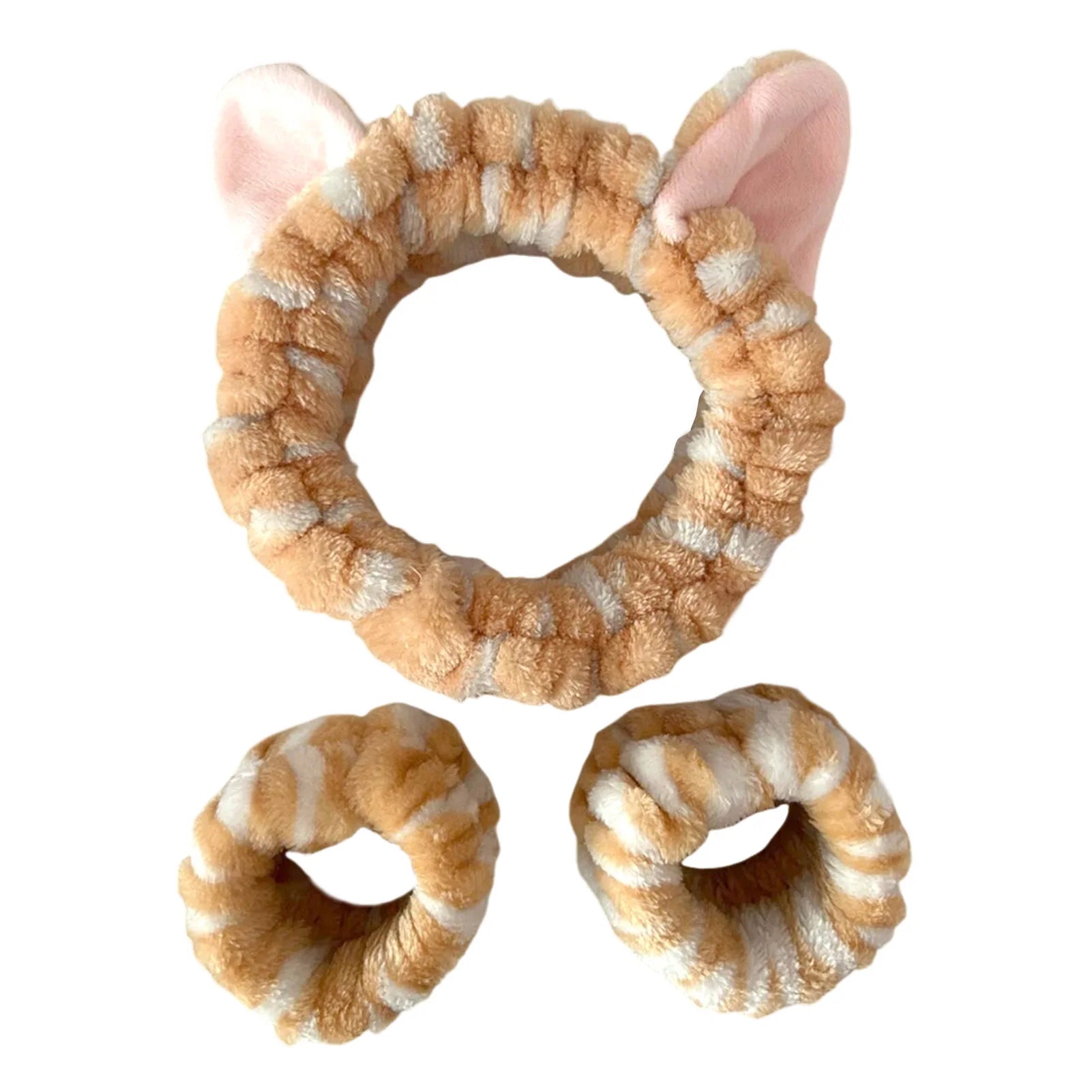 Cute Cat Ears Headband And Wristbands Plush Headband Washing Face Hairbands Suitable For Women And Men Home Casual Headwear
