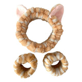 Cute Cat Ears Headband And Wristbands Plush Headband Washing Face Hairbands Suitable For Women And Men Home Casual Headwear