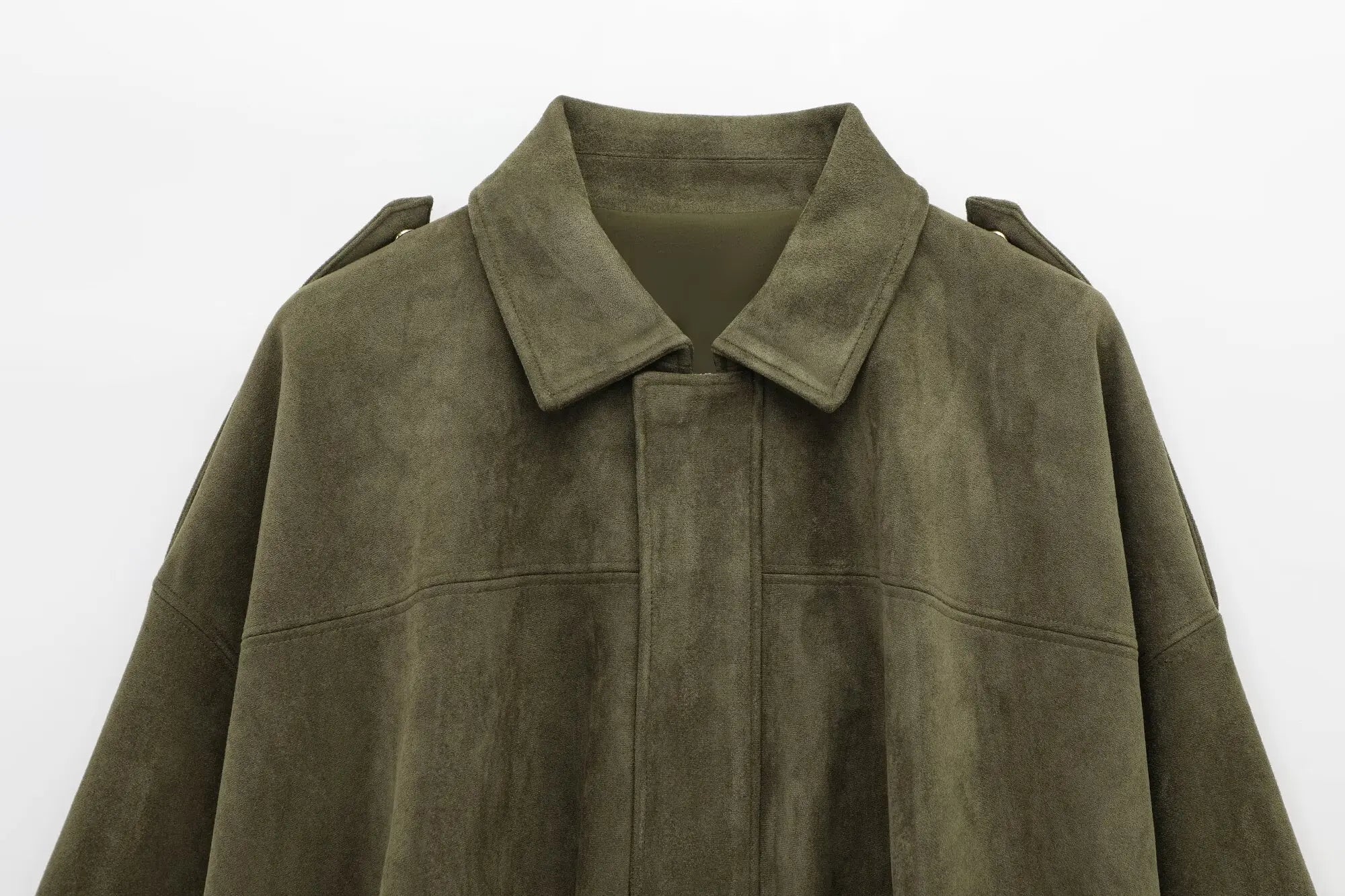 HH Women Brown Green Suede Jacket Loose Casual Bomber Coat Lapel Zipper Long Sleeve Jackets Vintage Lady Motorcycle Outwears