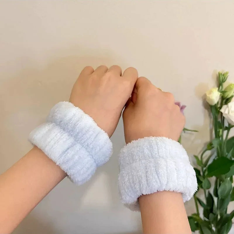 Face Wash Wristband Set Women's Headband Wristbands Absorbent Waterproof Wristbands Makeup Face Wash Hair Bands