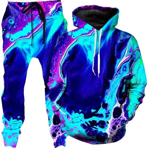 Colorful Abstract Mandala 3D Print Hoodies Pants Set Men's Sweatshirts Sweatpants Two Piece Suits Outdoor Tracksuit Man Clothing