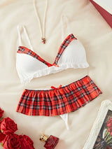 Naughty Sexy Sailor Lingerie Set, Schoolgirl Cosplay Costume 3 Piece Bikini Outfit for Roleplay Halloween Bachelorette Party