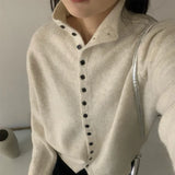 New Soft Comfortable Stand-Up Collar Sweater Cardigan Women Simple Single Breasted Cardigans Coat Autumn Solid Knitted Outerwear