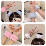 Women's Soft Coral Fleece Headband Wide Bow Hair Band Wristband for Skincare Face Washing Hair Accessories