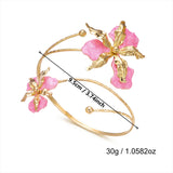 Bohemian Enamel Flower Cuff Bracelets for Women Fashion Gold Color Floral Upper Arm Open Bangle Beach Party Jewelry Gift