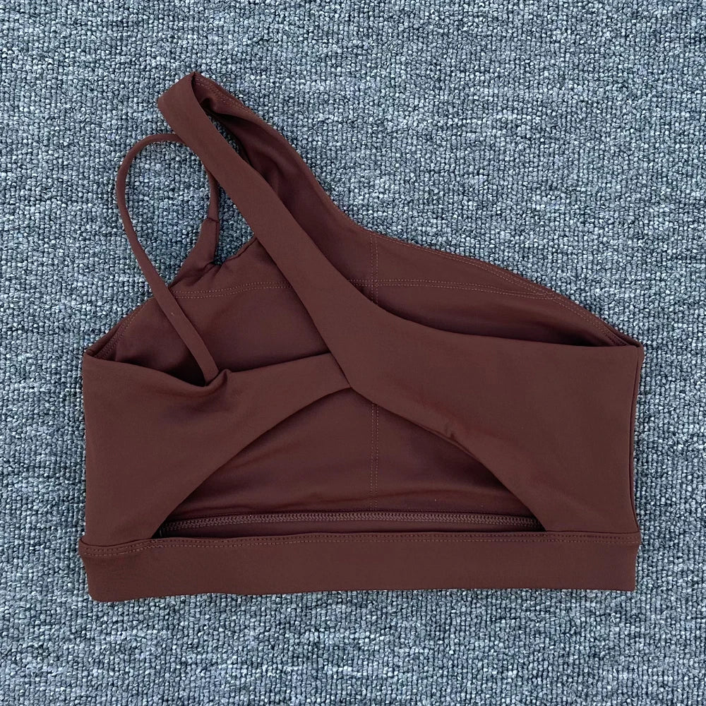 Women Shockproof Sport Bra Women's Beautiful Back Gym Sports Underwear Women Oblique Shoulder Straps Running Fitness Yoga Bra ﻿