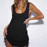 20 Colors Backless Lace Up Crochet Knitted Tunic Beach Cover Up Cover-ups Beach Dress Beach Wear Beachwear Female Women V5479