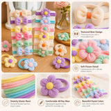 12PCS New Cut Hair Ties Princess Sweet Flower Bow Girls Women Elastic Hair Bands Hair Accessories Headwear Scrunchies 2030