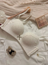 Teenage Sexy Lace Floral Bra Set Comfortable Non-steel Ring Beauty Back Small Breasts Gathered up Support Anti-Sagging Bra Set