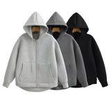 HH 2026 Casual Women's Soild Zipper Hoodie Long Sleeve Big Pocket Zipper Jacket With Hood Female Loose Outerwear Coat Tops