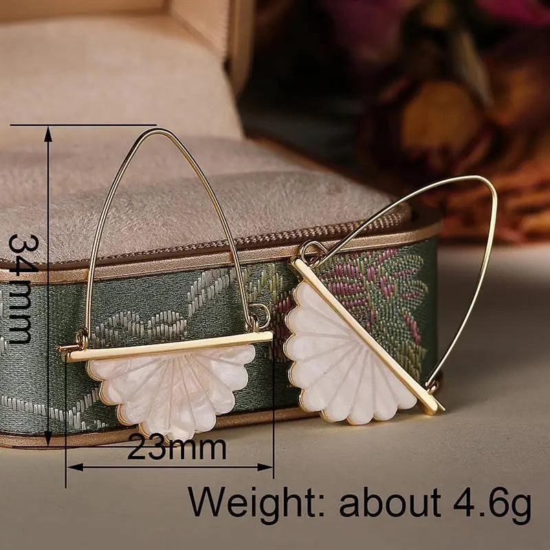 Huitan Special Sector Drop Earrings Fresh Style Party Elegant Wedding Engagement Gold Color Noble Accessories Metal Lady Jewelry