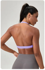 YOGA Naked Feeling Strappy Padded Sports Bras for Women - Fitness Workout Top Criss Cross Back Yoga sports Bras No steel ring