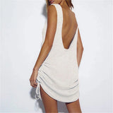 20 Colors Backless Lace Up Crochet Knitted Tunic Beach Cover Up Cover-ups Beach Dress Beach Wear Beachwear Female Women V5479