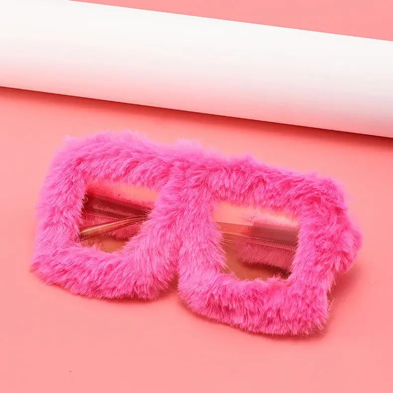 Y2K Oversized Plush Sunglasses Style Soft Fluffy Winter Shades Party Christmas Halloween Cosplay Novelty Glasses for Women