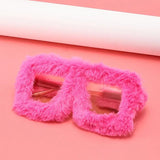 Y2K Oversized Plush Sunglasses Style Soft Fluffy Winter Shades Party Christmas Halloween Cosplay Novelty Glasses for Women