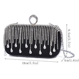 @Luxury Evening Clutch Bag Wedding Rhinestone Tassel Handbag Silver Purse Party Shoulder Bag for Women Fashion Black Bag