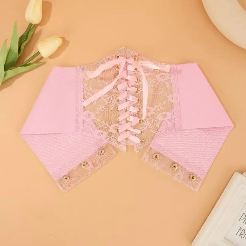 Fashion Women Waist Corset Flower Embroidery Elastic Waistband Black White Red Pink Wide Lace Slimming Body Belts Cummerbunds