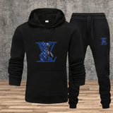 New Men's Printed Hooded Sweatshirt Set Soft Fabric Casual Streetwear Fitness Jogging Sportswear 2-Piece Outfit Comfortable