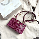 Shoulder Bag Handbag women Luxury Women's Crocodile Embossed Mobile Phone Handbag Brand New LP19 Genuine Leather Mini Small size