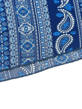 Women's Summer Ethnic Pattern Backless Split Thigh Dress Ladies Summer Clothes Boho Fashion Frill Trim Long Dress for Beach