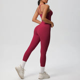 Halter Yoga Top Set Fitness Gym Suit Training Sleeveless Sport Gym Tops Crossover Back Sports Underwear  Tummy Control Slimming