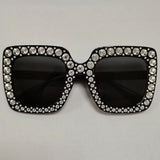 Diamond Oversized Sunglasses Big Square Frame Sunglasses UV400 Crystal Eyewear Retro Rhinestone Frames Eyeglasses