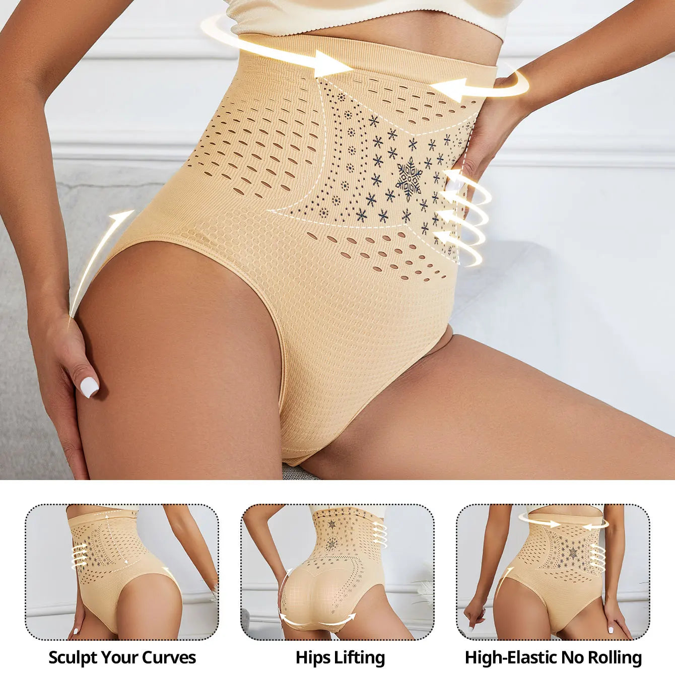 Seamless Restoration Shaper Brief Women Tummy Control Shapewear Hollow Out Fat Burning Slimming High Waist Underwear Panties