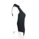 Harajuku Solid Jumpsuit Women Sleeveless Bodycon Sexy Black Body Tops Fashion Streetwear Vintage Y2k Gothic Bodysuits Clothing