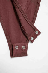 Skinny Ribbed Bodysuits for Women, O Neck, Straps, Snap-Button, Female Playsuits, Sexy Fashion