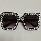 Diamond Oversized Sunglasses Big Square Frame Sunglasses UV400 Crystal Eyewear Retro Rhinestone Frames Eyeglasses