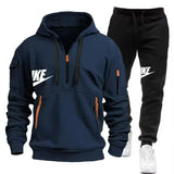 2025 New men's autumn and winter suit zipper hoodie + trousers suit casual men's sportswear warm suit