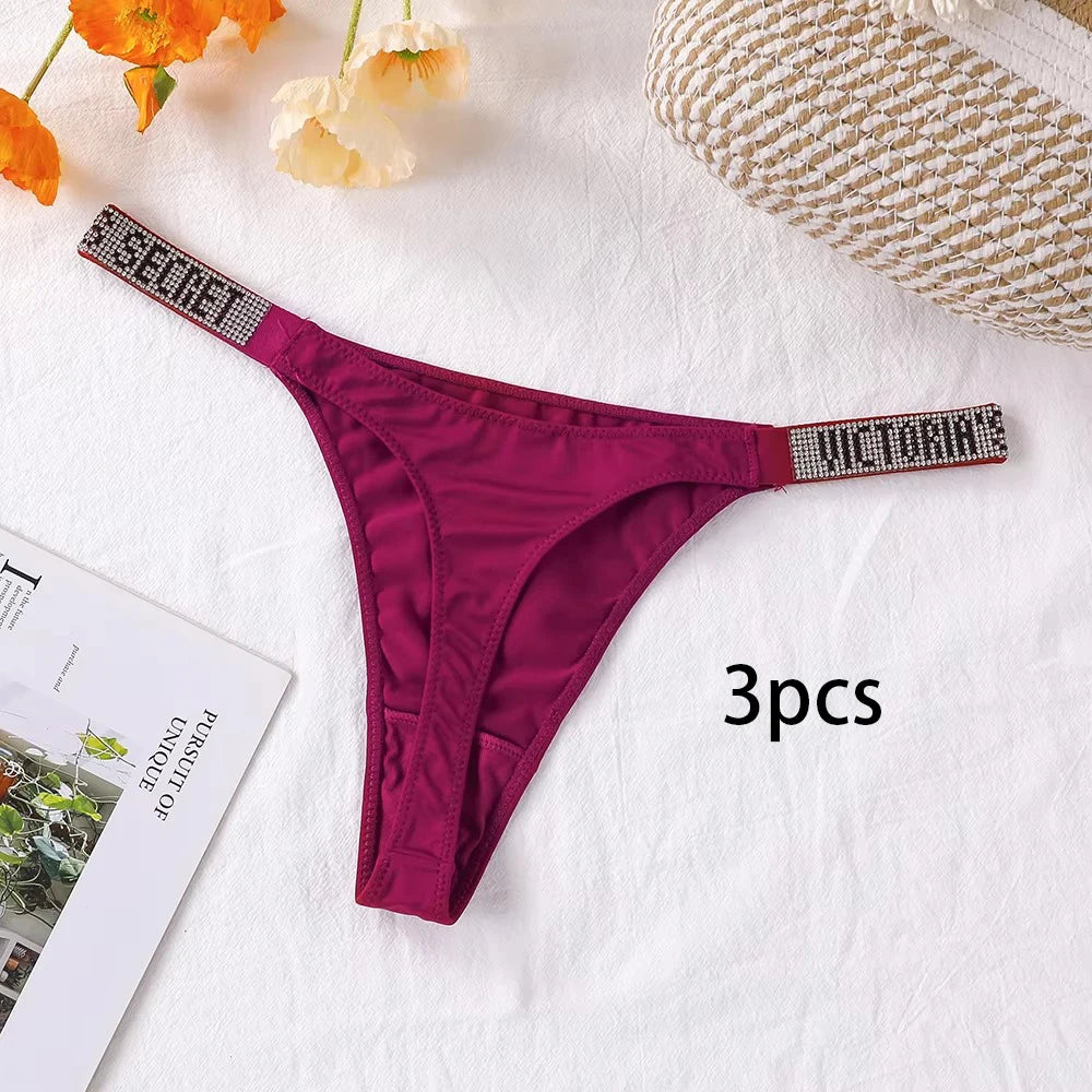 3PCS Victoria's Secret Lace Thongs Woman Comfortable Breathable Panty High Waist Women Underwear Sexy Lingerie Panties Seamless