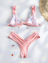 Sexy Folds Bikini Set Solid Micro Bikinis Women Swimsuit Female Triangle Swimwear Beach Wear Bathing Suit