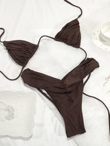 Sexy Folds Bikini Set Solid Micro Bikinis Women Swimsuit Female Triangle Swimwear Beach Wear Bathing Suit