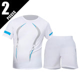 2 Pcs Men's Mesh Breathable Quick-drying Sports Suit Loose Plus Size Running Fitness Mountaineering Casual Short-sleeved Shorts