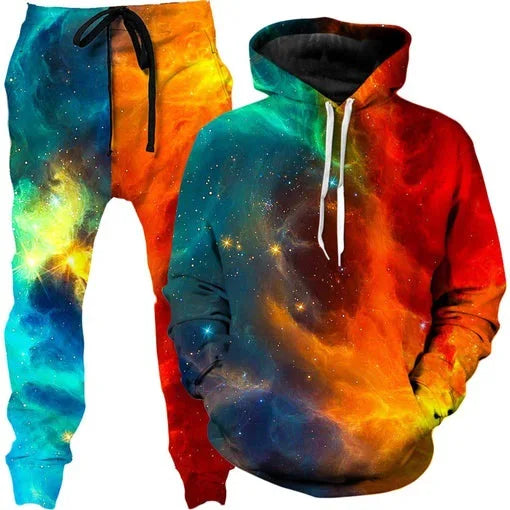 Colorful Abstract Mandala 3D Print Hoodies Pants Set Men's Sweatshirts Sweatpants Two Piece Suits Outdoor Tracksuit Man Clothing
