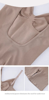 Flarixa Women's Low Back Seamless Bodysuit Tummy Control Hip Lifter Full Body Shaper Backless Shapewear Jumpsuit Slim Corset