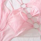 MUZISKAT Summer Pink Sexy Tight Solid Color Dress Women's Hollow Mini Skirt Nightclub Party jumpsuit 3-piece Set