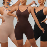 Flarixa Women's Low Back Seamless Bodysuit Tummy Control Hip Lifter Full Body Shaper Backless Shapewear Jumpsuit Slim Corset