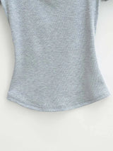 Summer square neck high elasticity crop top women's short sleeved sexy top slim fit pullover base shirt