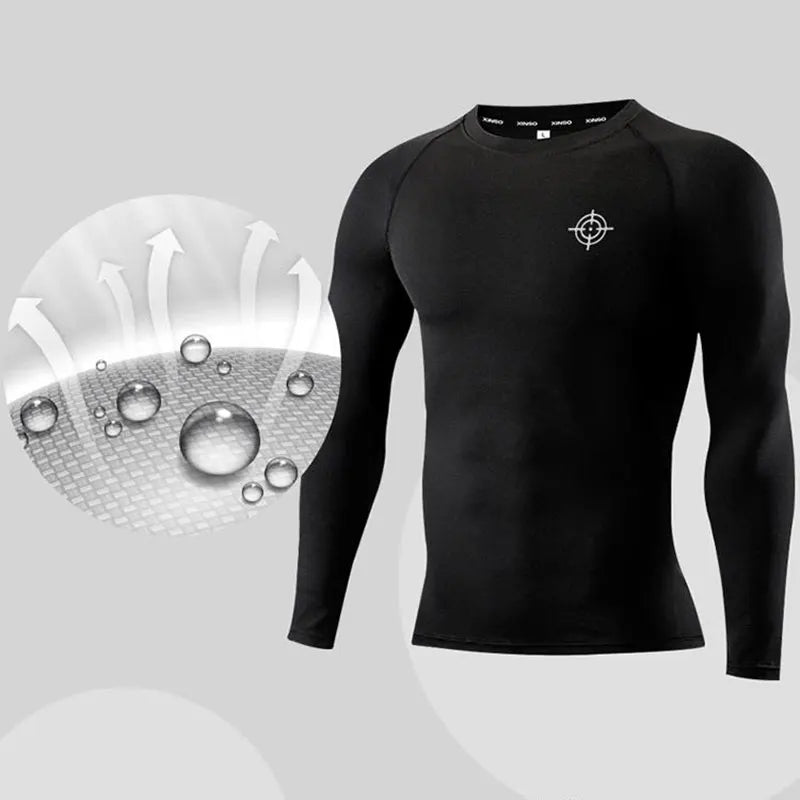 2PCS Men's Compression Sportswear Set Long Sleeve Top Pants Gym Workout Fitness Running Jogging Yoga Training Clothing Suit