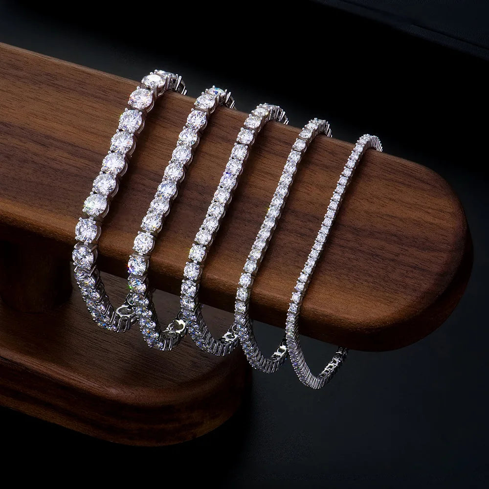 New Fashion Real S925 Sterling Silver Plated 18K Gold 5A Grade Zircon Black Tennis Bracelet for Men and Women Fashion Jewelry