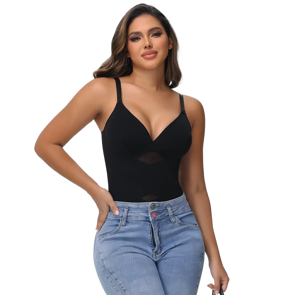 Women Cross Tummy Control Shapewear Sexy Mesh Slimming Waist Briefs Bodysuit Thin Breast Cup Body Shaper Butt Lifter Smooth Body