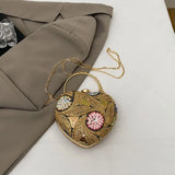 Wrist Bag Glitter Sequin Evening Banquet Bag Embroidery Elegant Heart Shape Handbag Sweet Large Capacity Ladies Clutch Bag Party