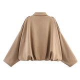 TFMLN Women Suede Bomber Jacket Spring New Fashion Long Sleeve Zipper Oversize Solid Bomber Coat Chic Lady 2025 Streetwear