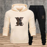 New Men's Printed Hooded Sweatshirt Set Soft Fabric Casual Streetwear Fitness Jogging Sportswear 2-Piece Outfit Comfortable