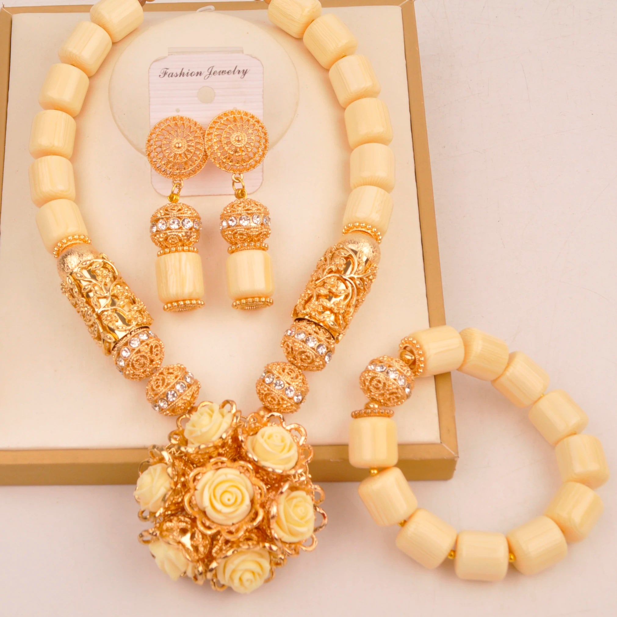 32inches 2Layers orange artifinal nigerian coral bead jewelry set wedding