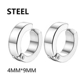 2 Pcs Classic Korean Punk Stainless Steel Ear Clip Earrings for Men Women Black No Pierced Fake Ear Circle New Pop Jewelry