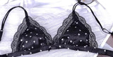 French Style Bralette No Underwire, Sexy Lace Trim Small Cup Lingerie, Cute 3-Piece Bra Set with Comfort Cup Shape Design S-xl